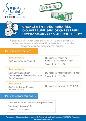 Changement des horaires des déchetteries 